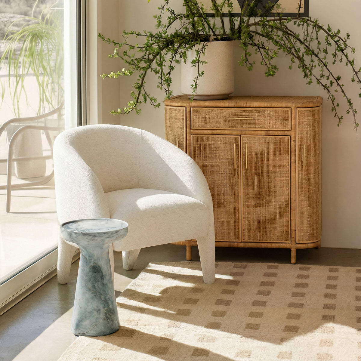 TOV Furniture Kris Cream Chenille Accent Chair