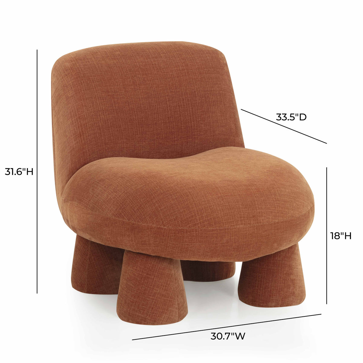 TOV Furniture Stomp Rust Upcycled Performance Chenille Accent Chair