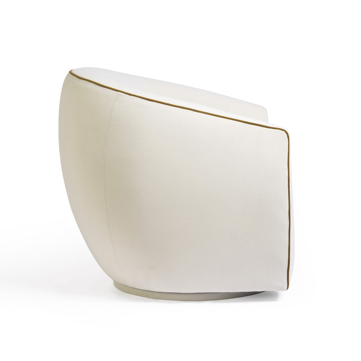 TOV Furniture Jordan Cream Contrast Piping Performance Velvet Swivel Chair
