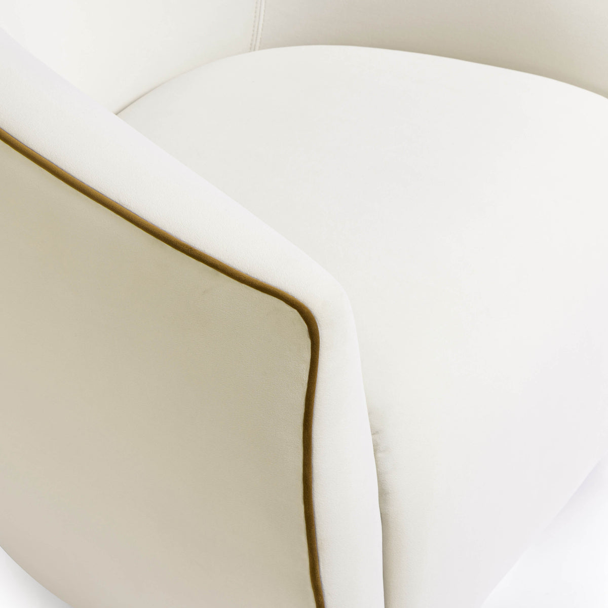 TOV Furniture Jordan Cream Contrast Piping Performance Velvet Swivel Chair