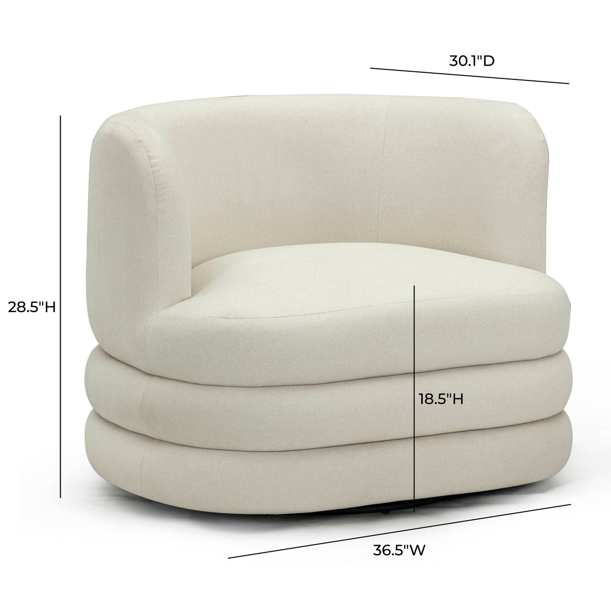 TOV Furniture Astor Cream Performance Faux Mohair Swivel Lounge Chair