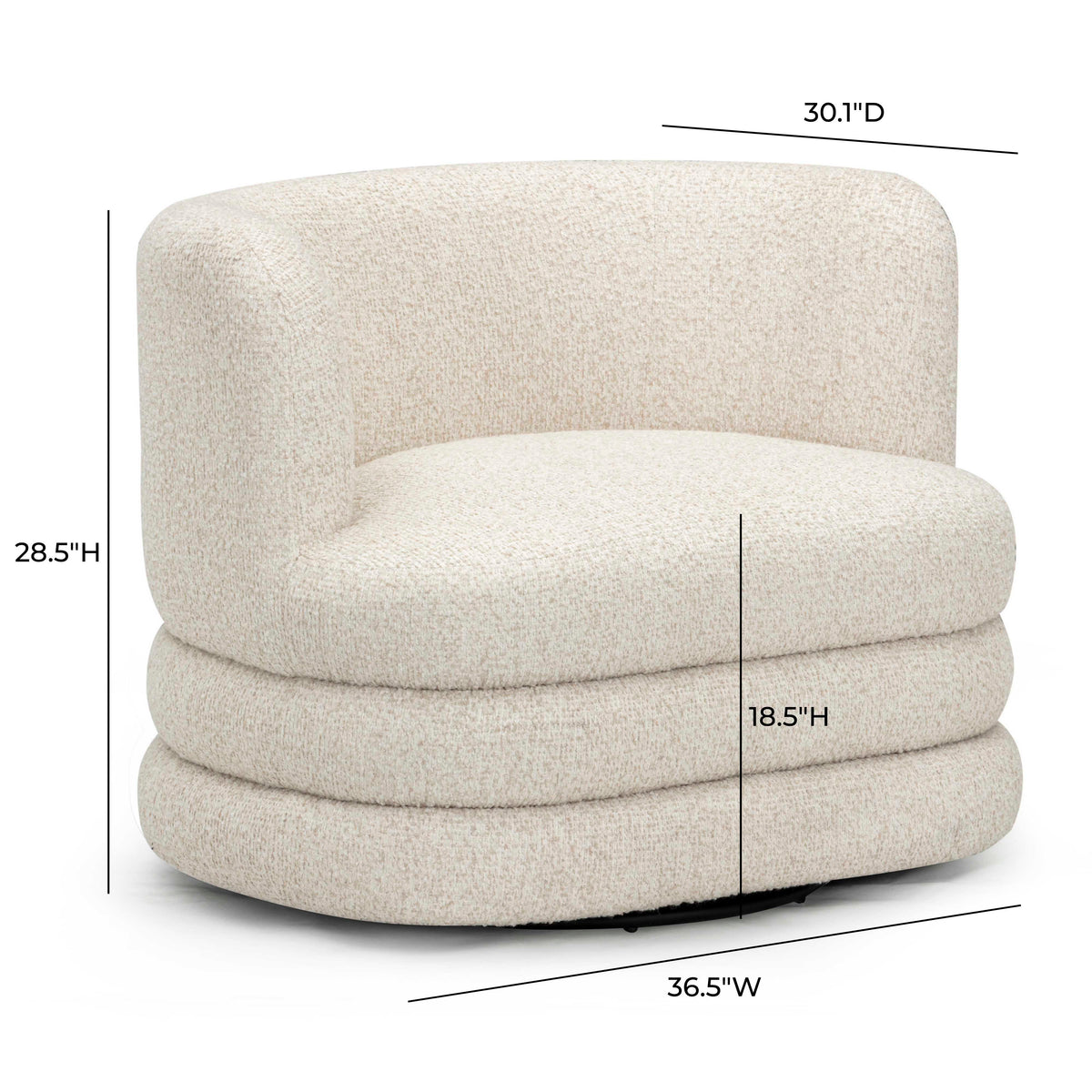 TOV Furniture Astor Cream Performance Boucle Swivel Lounge Chair