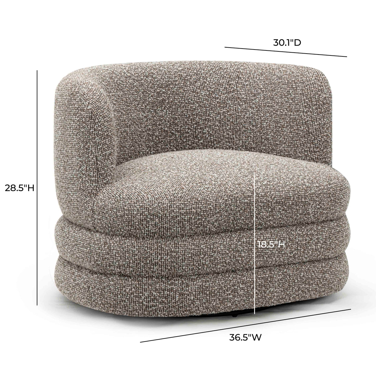 TOV Furniture Astor Heathered Grey Performance Boucle Swivel Lounge Chair