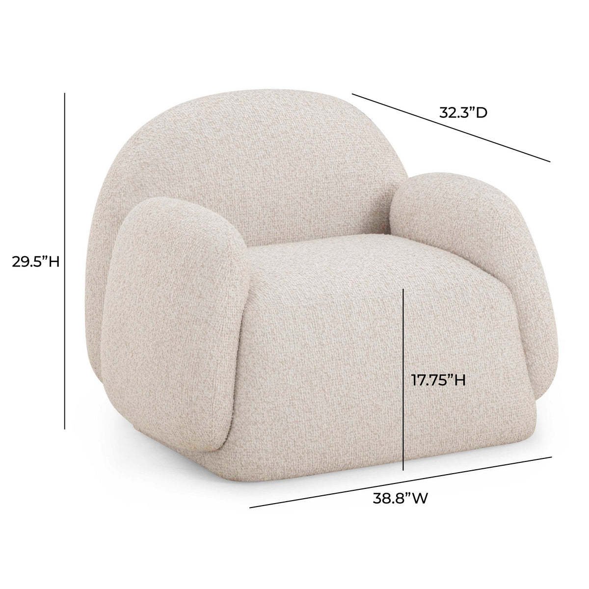 TOV Furniture Marius Cream Boucle Accent Chair