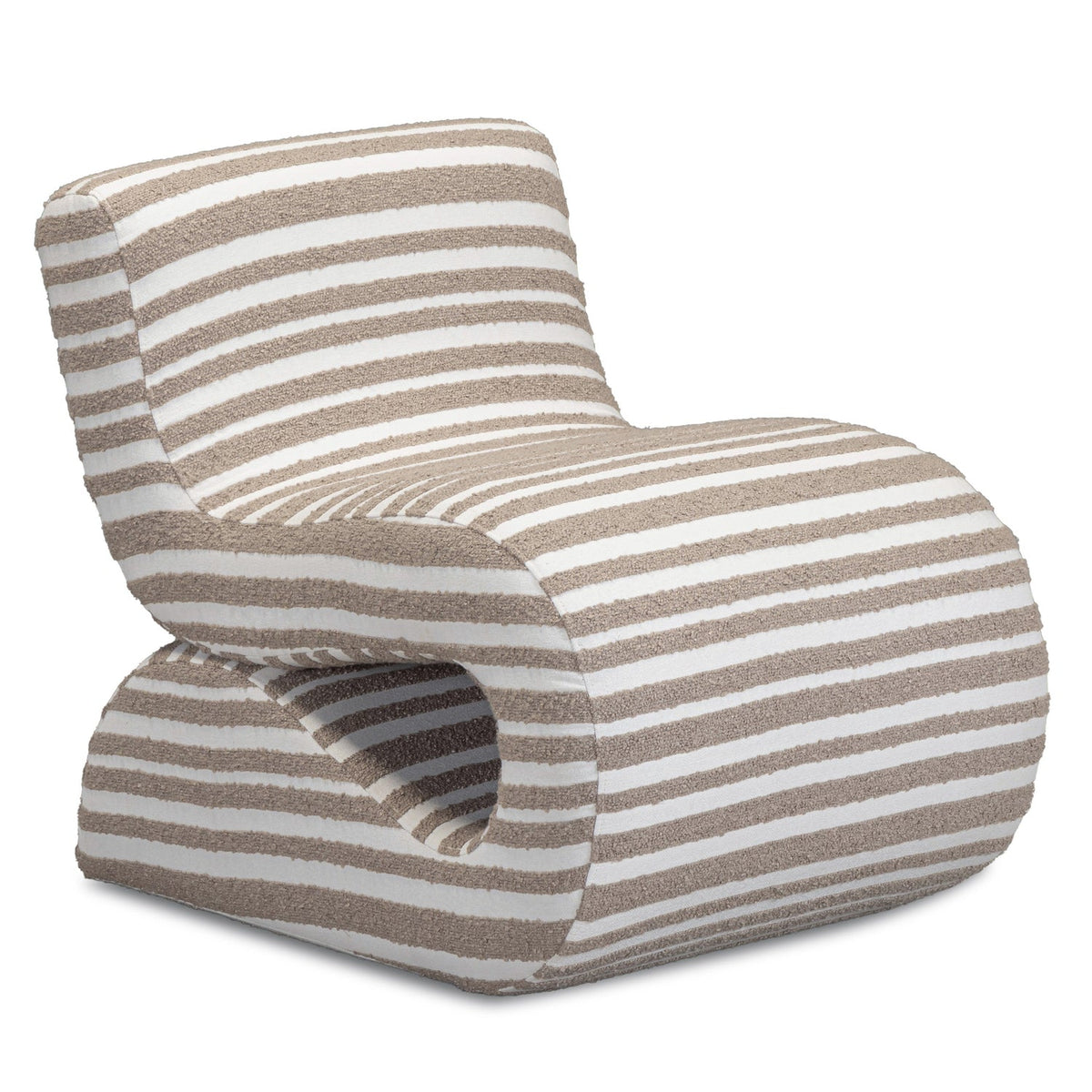 TOV Furniture Senna Taupe Organic Stripes Jacquard Accent Chair in taupe striped jacquard, primary product view