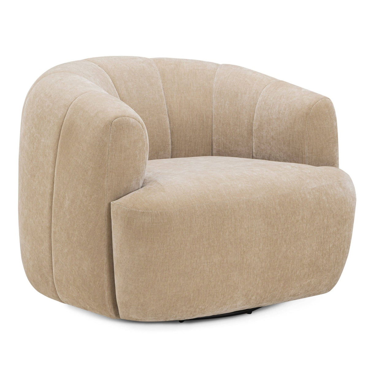 TOV Furniture Jasmine Oat Upcycled Basketweave Swivel Chair in Oat Fabric, primary product view