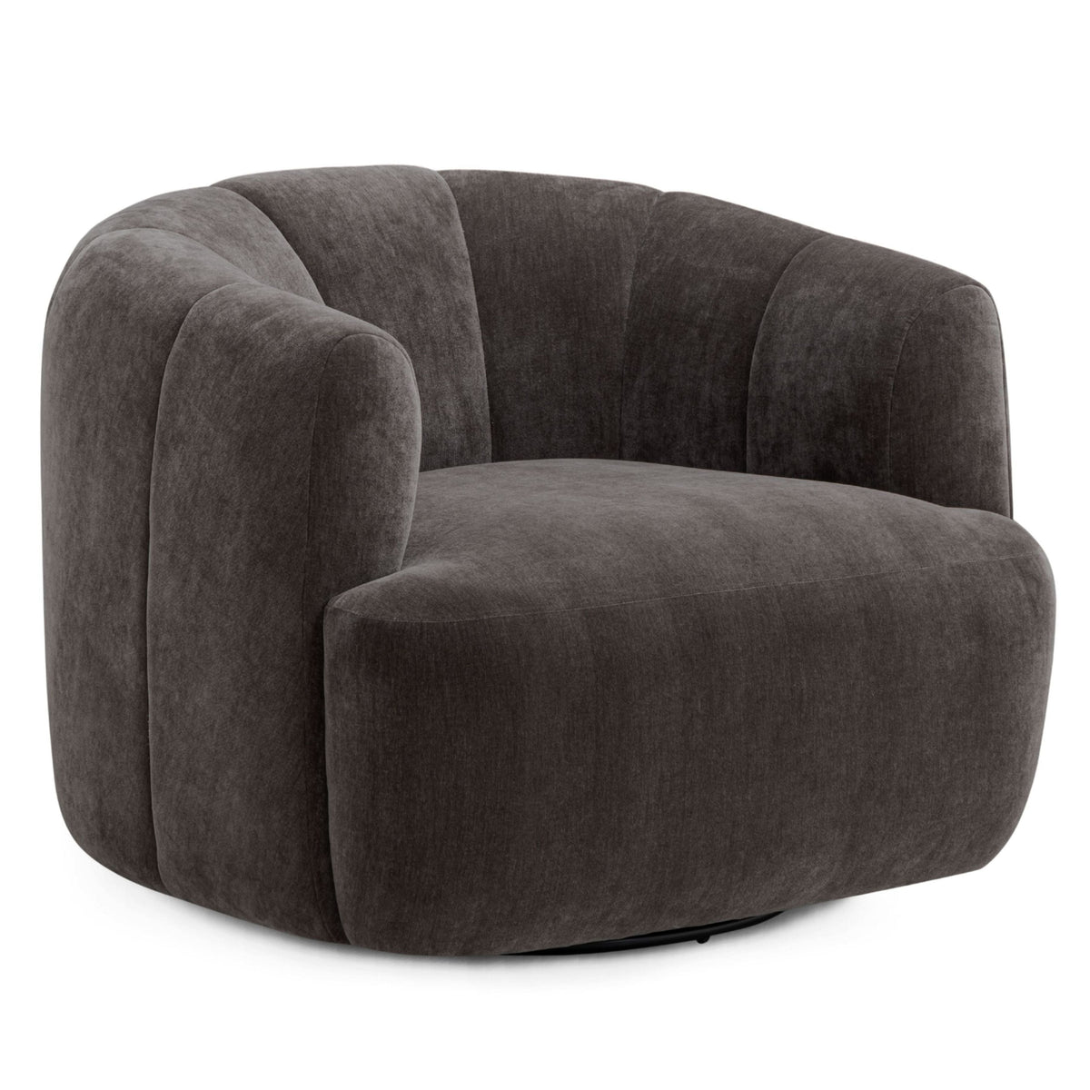 TOV Furniture Jasmine Storm Upcycled Basketweave Swivel Chair in Storm Grey Fabric, primary product view