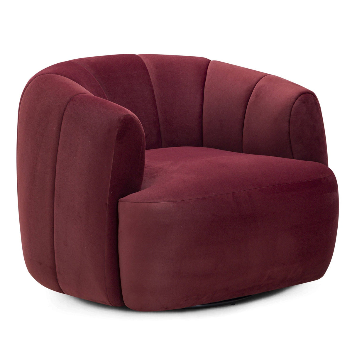 TOV Furniture Jasmine Berry Performance Velvet Swivel Chair in Berry Red Fabric, primary product view