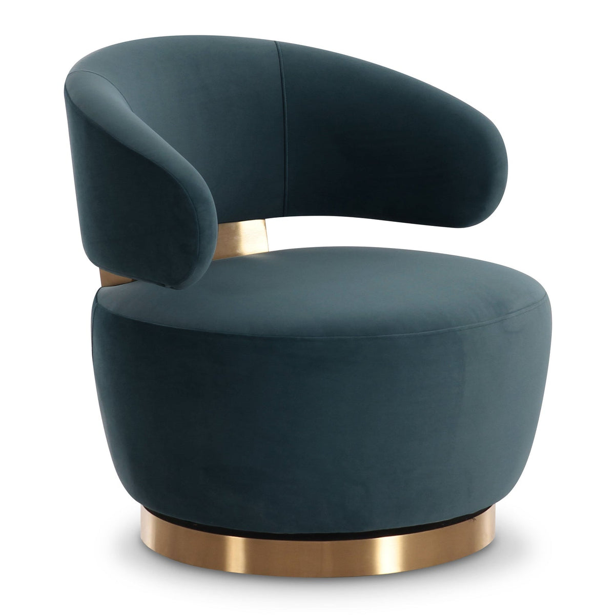 TOV Furniture Austin Dark Teal Performance Velvet Swivel Accent Chair in dark teal performance velvet, primary product view