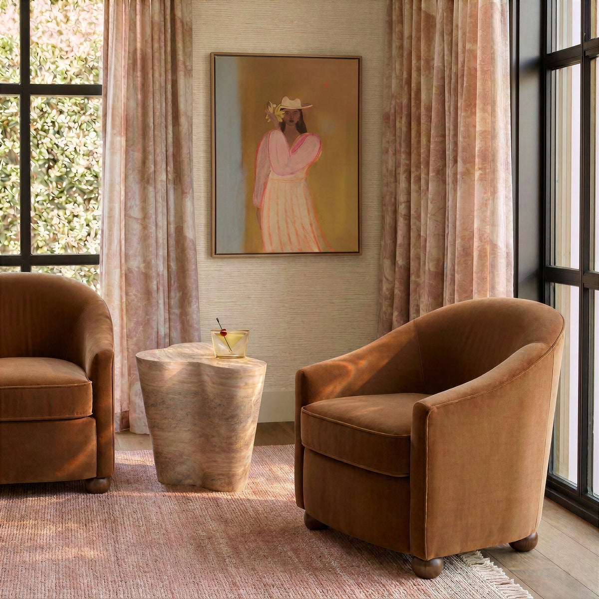 TOV Furniture Cettie Cognac Performance Velvet Accent Chair