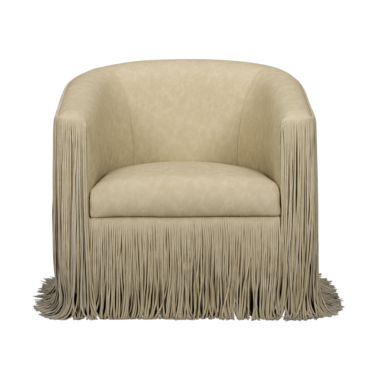 TOV Furniture Shag Me Tan Performance Vegan Leather Swivel Chair