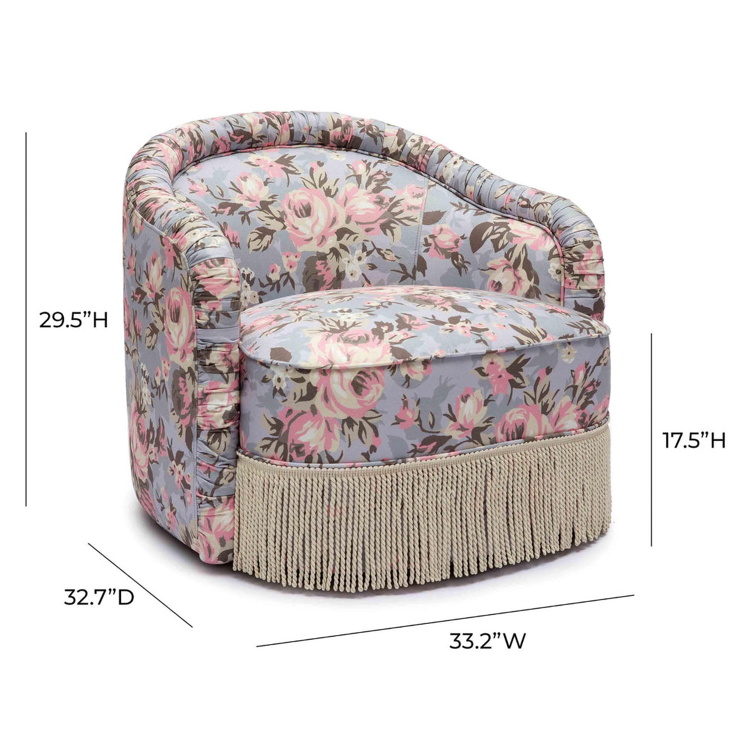 TOV Furniture Pamela Spring Floral Print Tasseled Lounge Chair