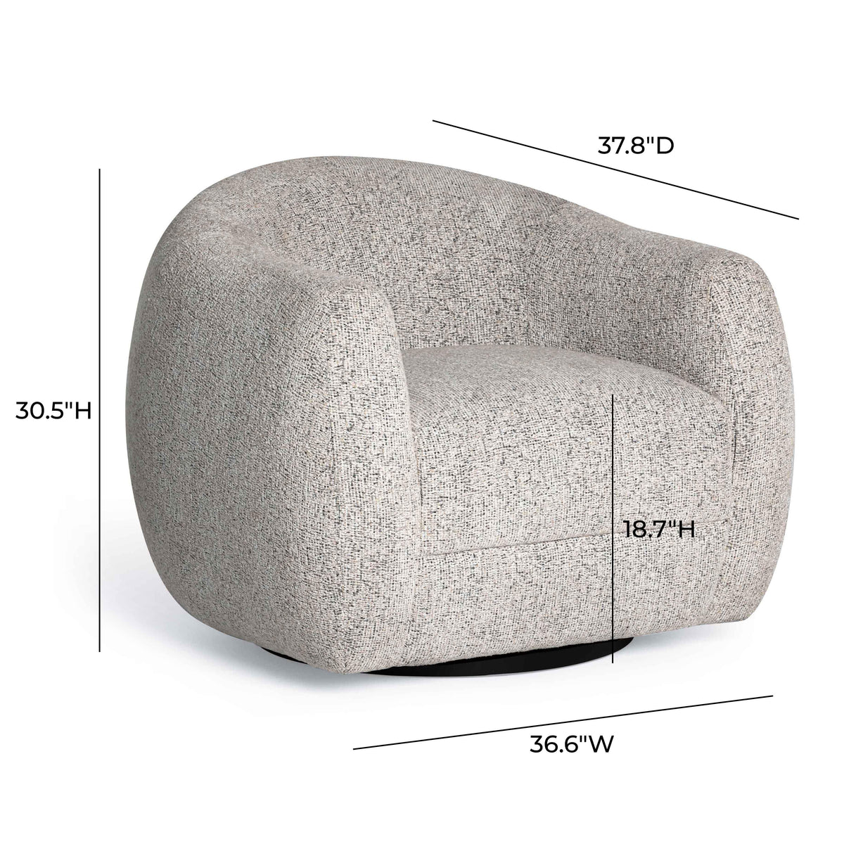 TOV Furniture Judy Black and White Woven Performance Swivel Chair