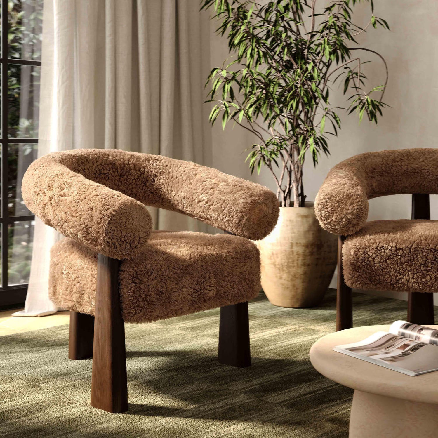 TOV Furniture Spara Straight Vegan Shearling Accent Chair