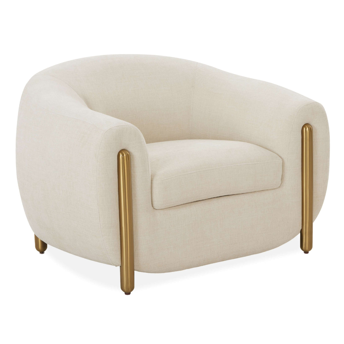 TOV Furniture x Inspire Me! Lina Cream Accent Chair in cream linen over a pine and plywood frame, primary product view