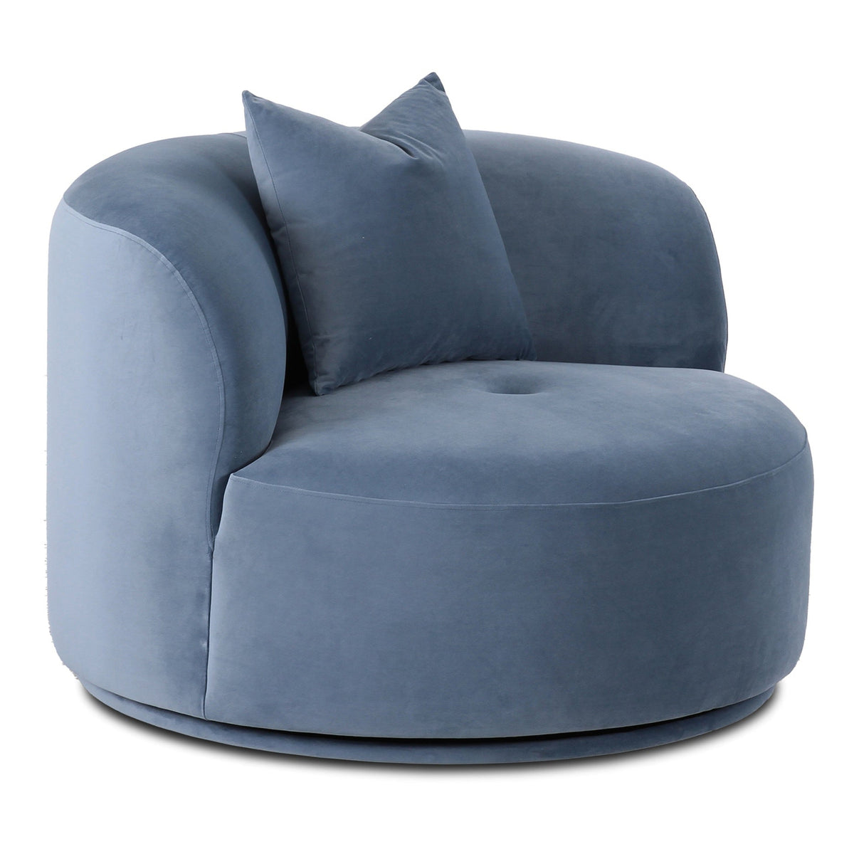 TOV Furniture Fickle Bluestone Swivel Accent Chair in bluestone velvet over a wood frame, primary product view