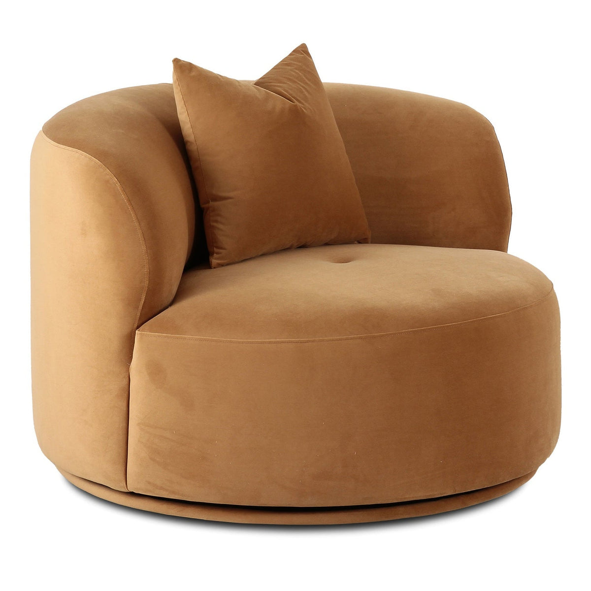 TOV Furniture Fickle Camel Swivel Accent Chair in camel velvet over a wood frame, primary product view