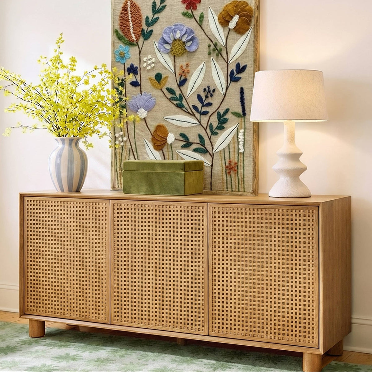 TOV Furniture Pisa Green Vegan Suede Storage Box