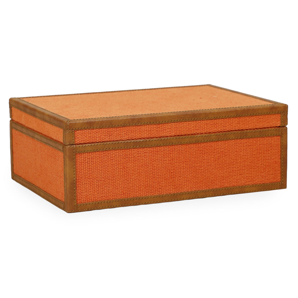 TOV Furniture Acre Orange Cotton Jute Jewelry Box in orange cotton jute weave, primary product view