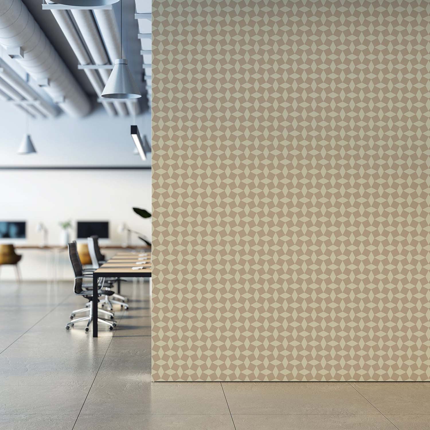 Tailored Check designer wallpaper in Washed Terracotta styled in an entryway