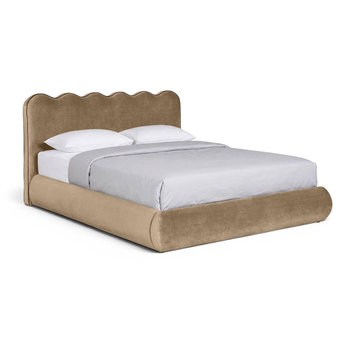 Tempo Beige Velvet Upholstered Bed