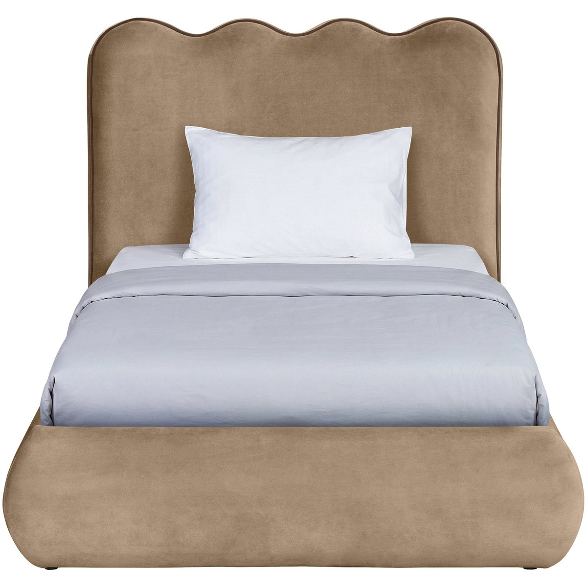 Tempo Beige Velvet Upholstered Bed