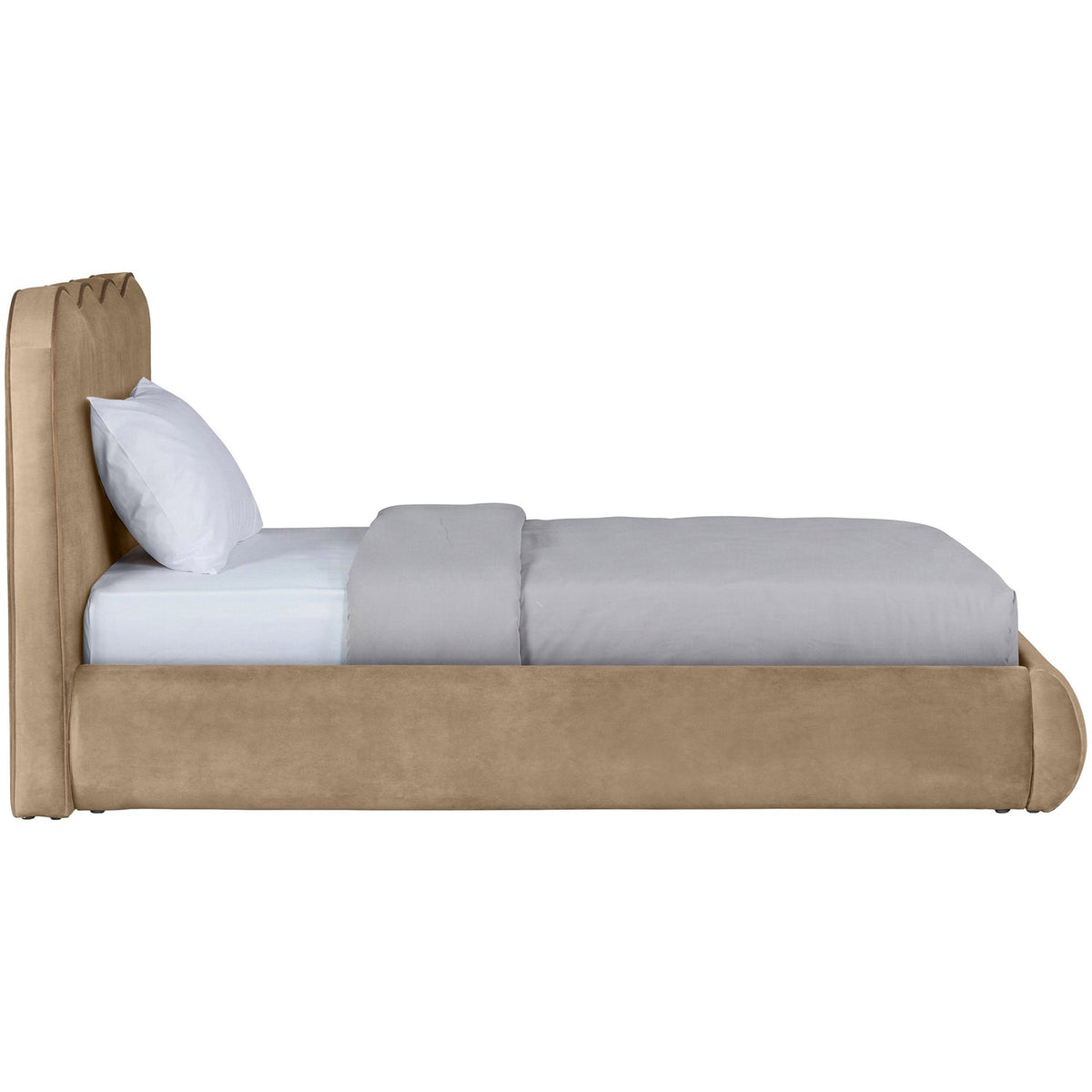 Tempo Beige Velvet Upholstered Bed
