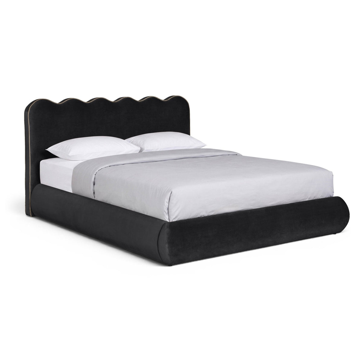 Tempo Black Velvet Upholstered Bed