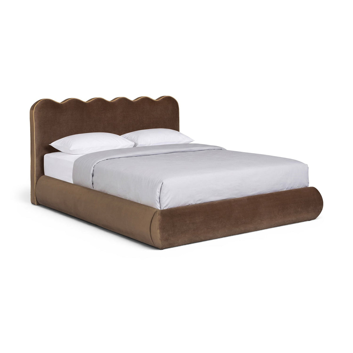 Tempo Brown Velvet Upholstered Bed