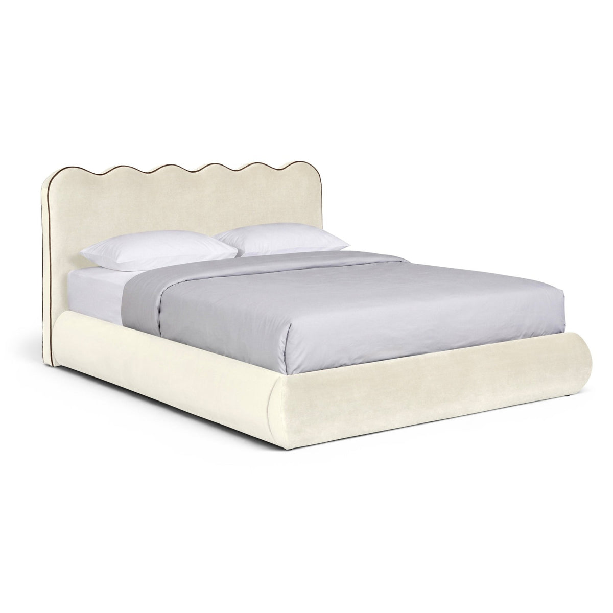 Tempo Cream Velvet Upholstered Bed