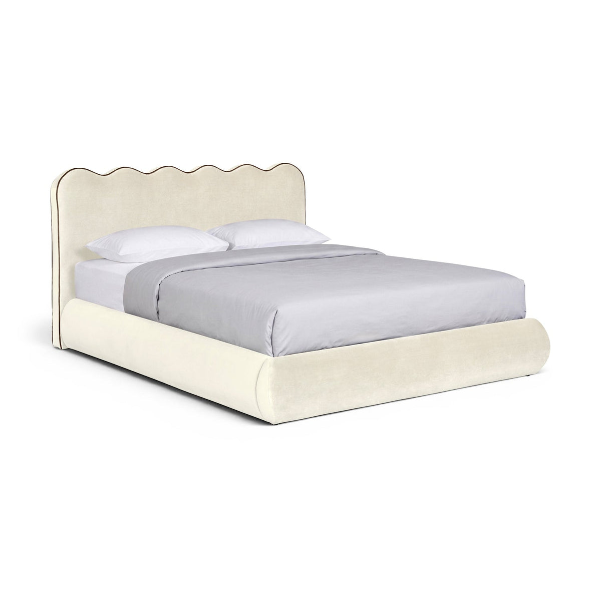 Tempo Cream Velvet Upholstered Bed