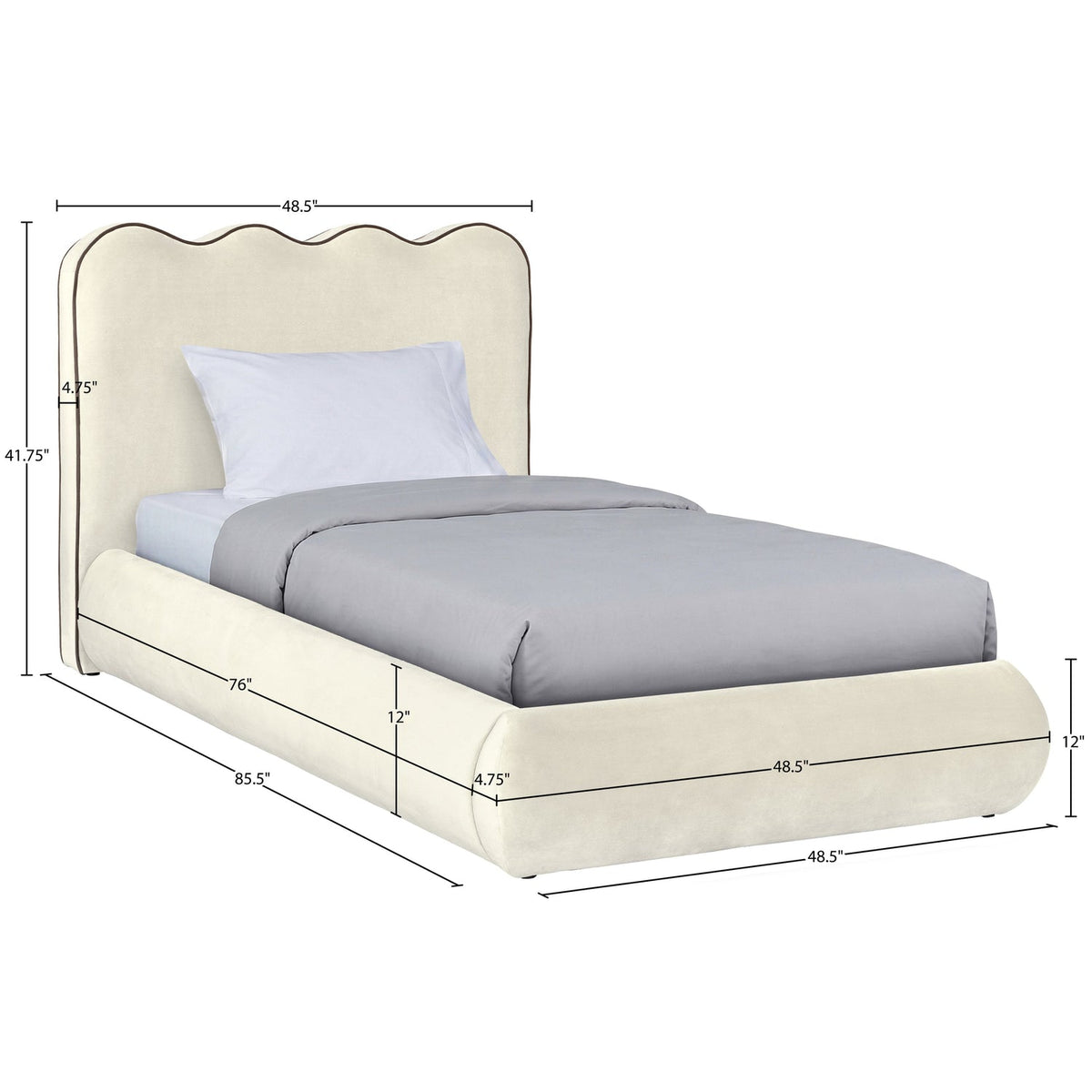 Tempo Cream Velvet Upholstered Bed