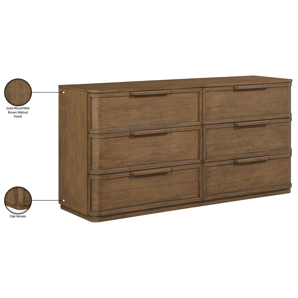 Tiberio Brown Oak Veneer And Solid Wood Dresser