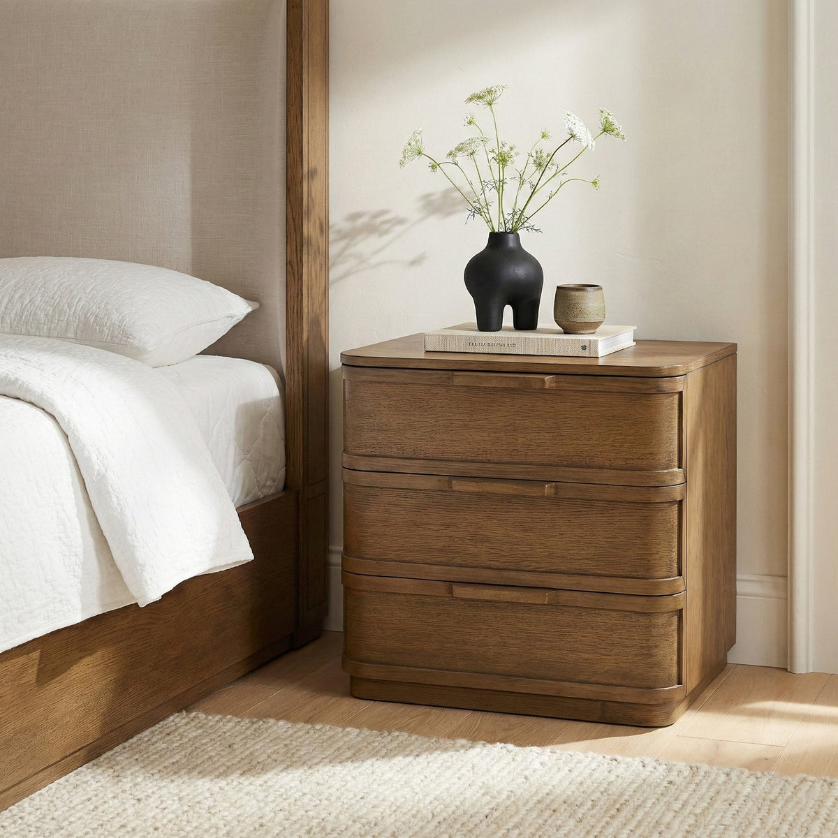 Tiberio 26in Brown Oak Veneer And Solid Wood Nightstand Set of 2