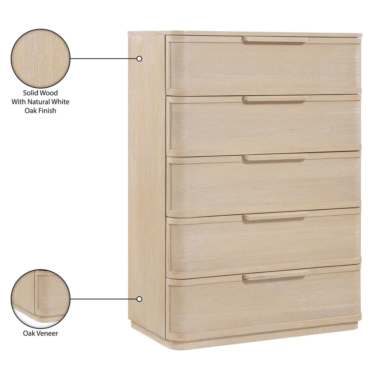 Tiberio Natural Oak Veneer And Solid Wood Chest