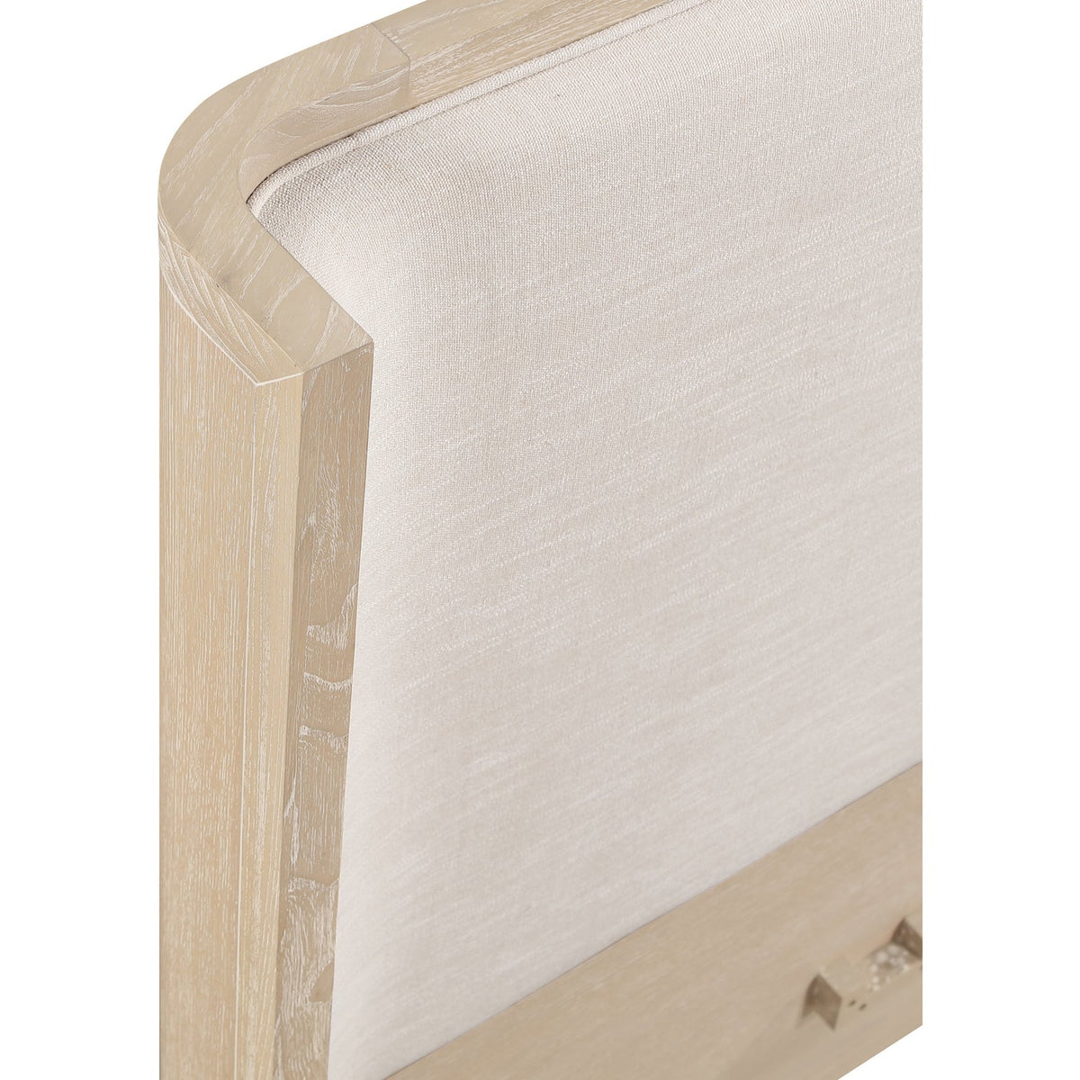 Tiberio Natural Cream Solid Wood And Linen Textured Fabric Bed