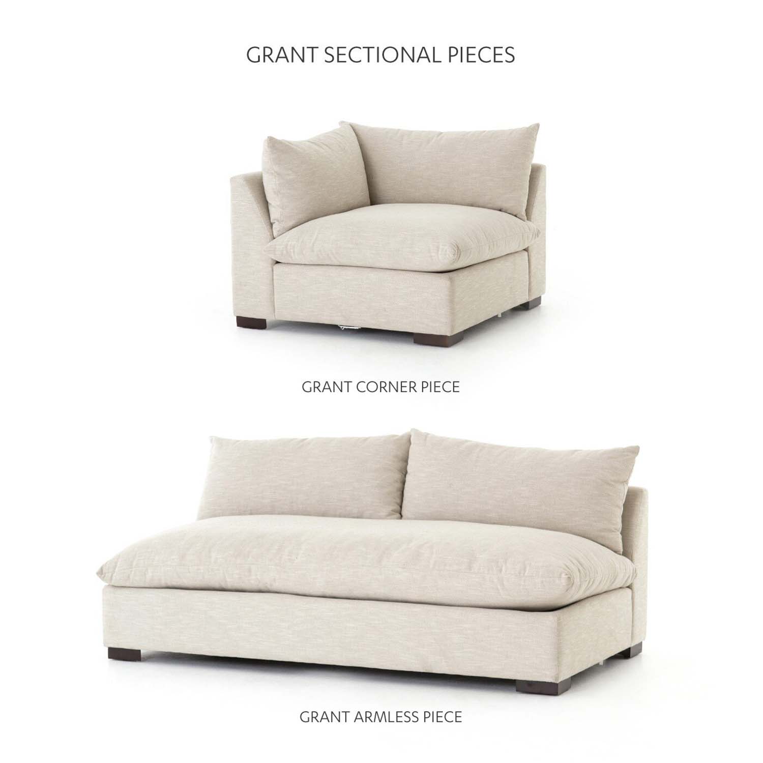 Four Hands Grant 74in Armless Sectional Sofa