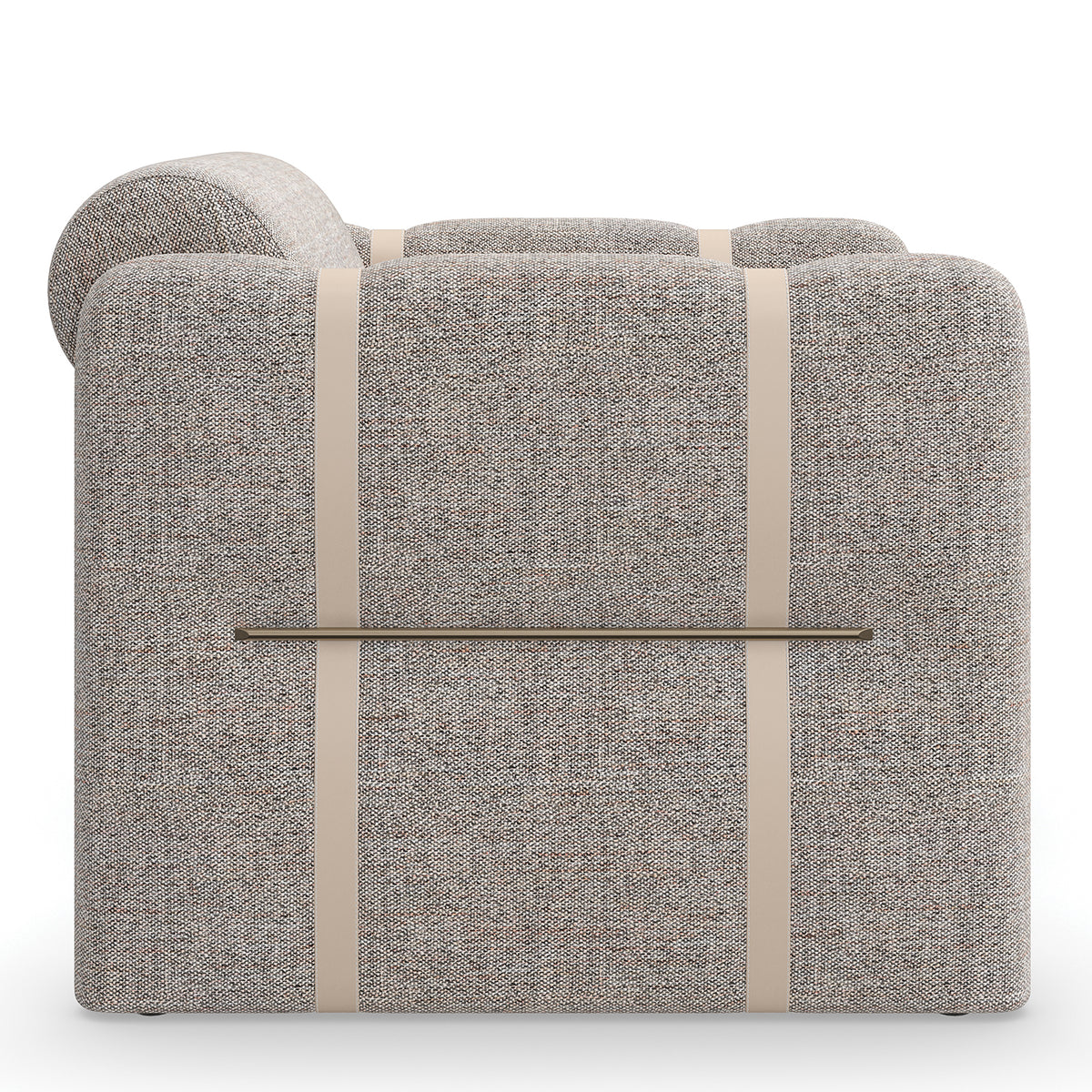 Caracole Cigar Brushed Gold Club Chair in Brushed Gold, back view
