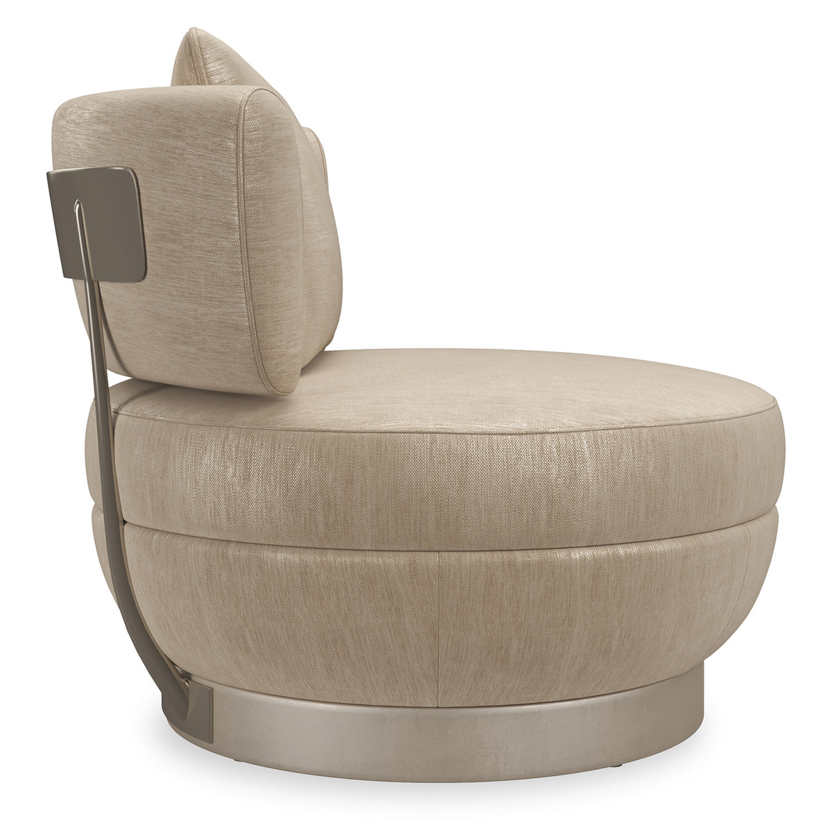 Caracole Celesta Swivel Chair in Whisper of Gold, styled in a room setting