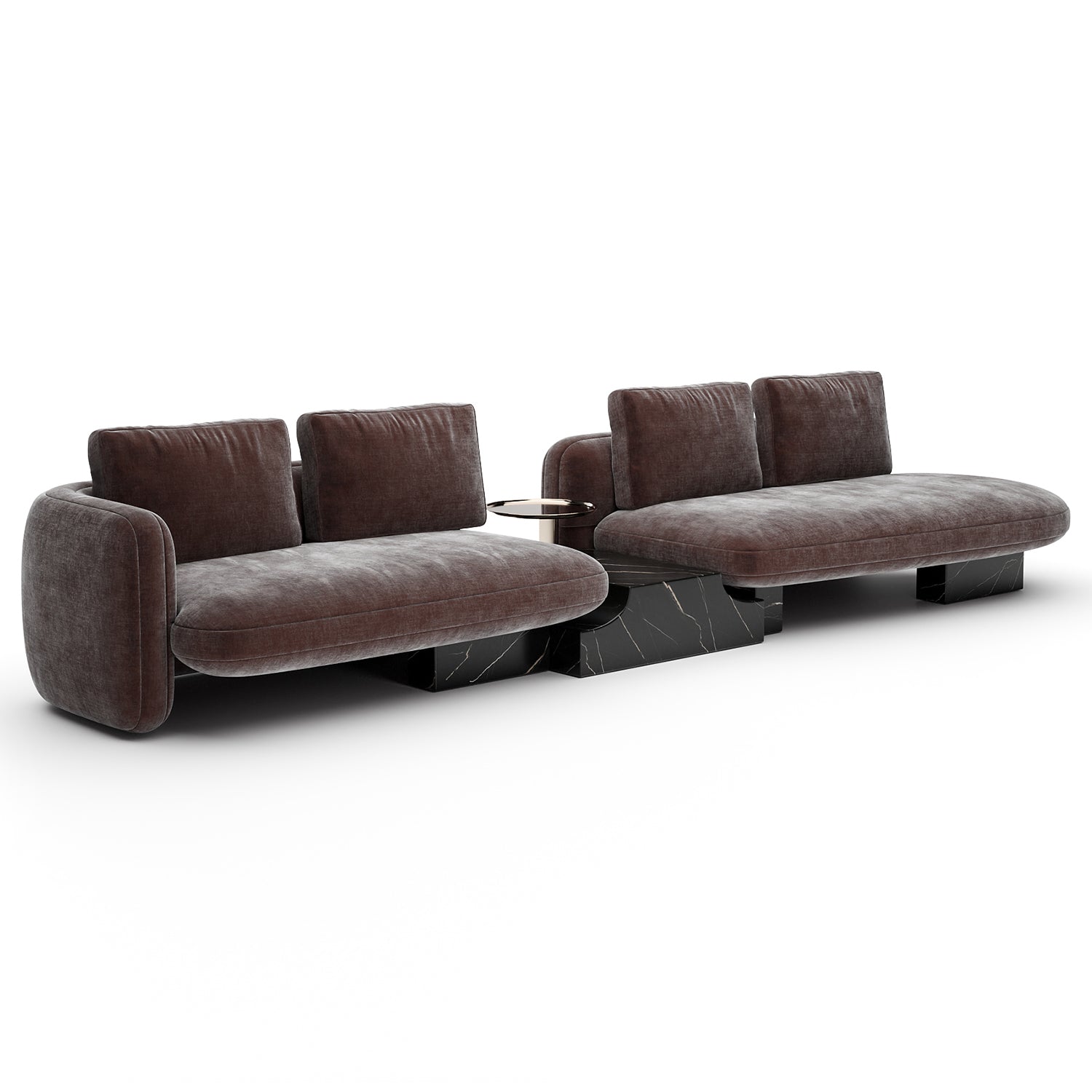 Caracole Overlap Bumper Dark Taupe Sectional Sofa