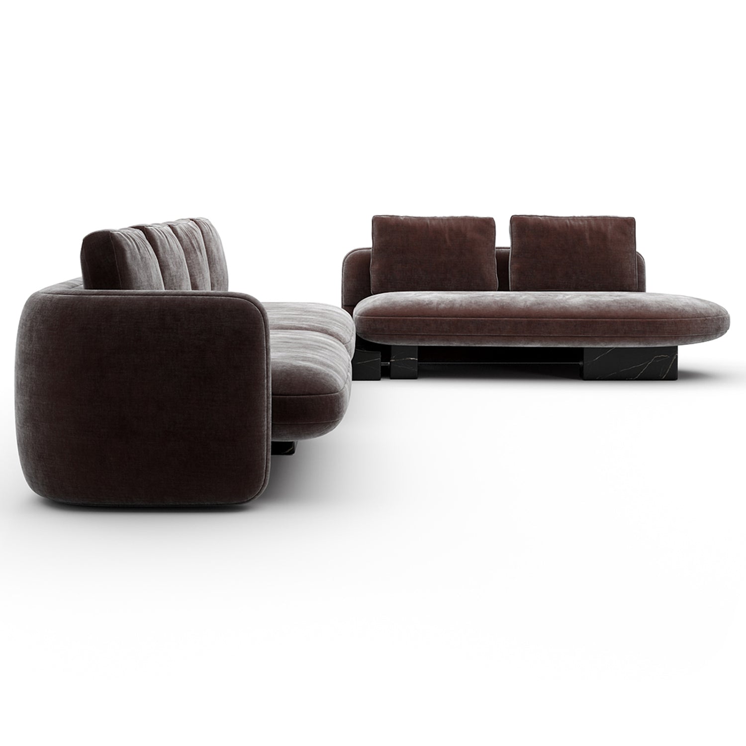 Caracole Overlap L Bumper Dark Taupe Sectional Sofa