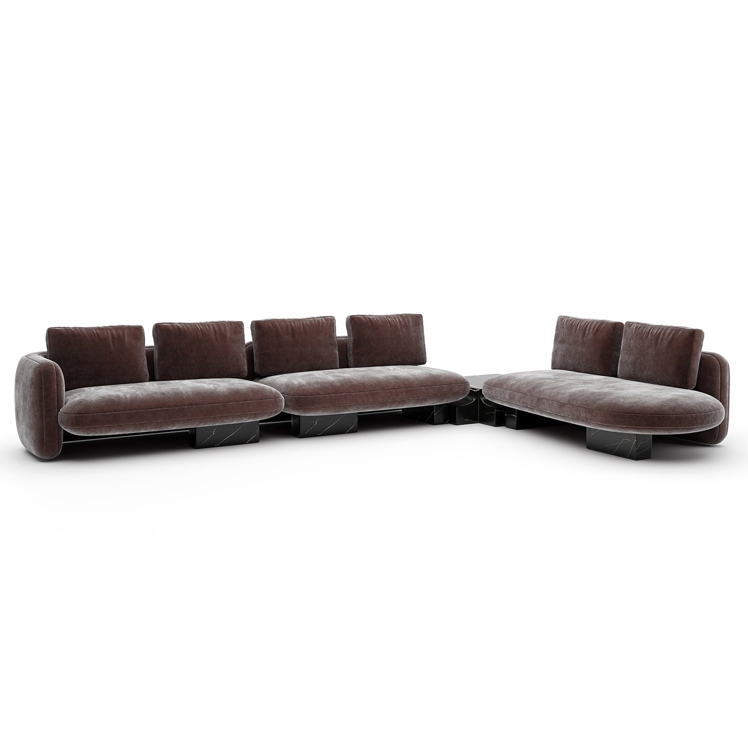 Caracole Overlap L Bumper Dark Taupe Sectional Sofa