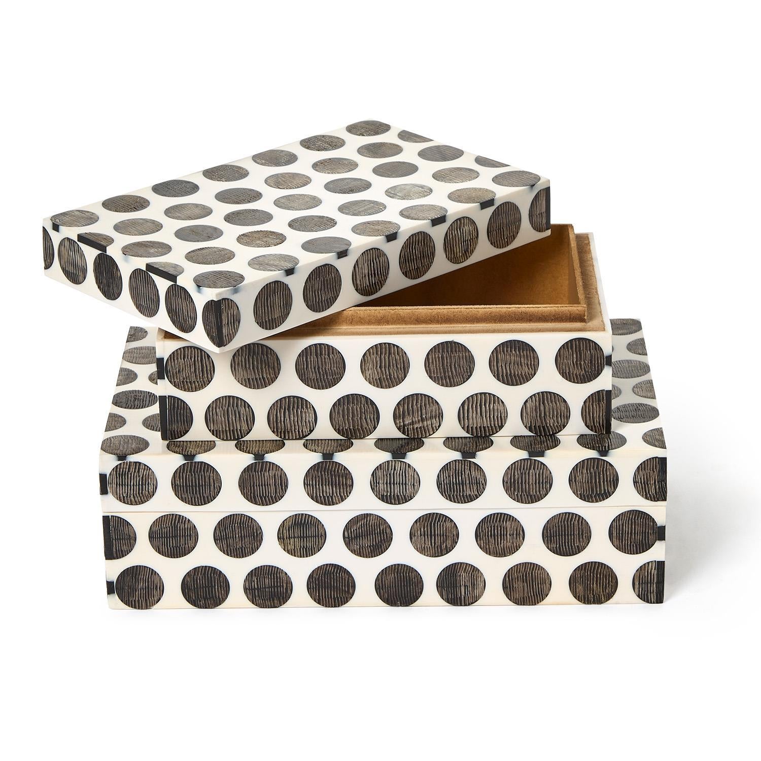 Dot Chiseled Covered Box Set of 2