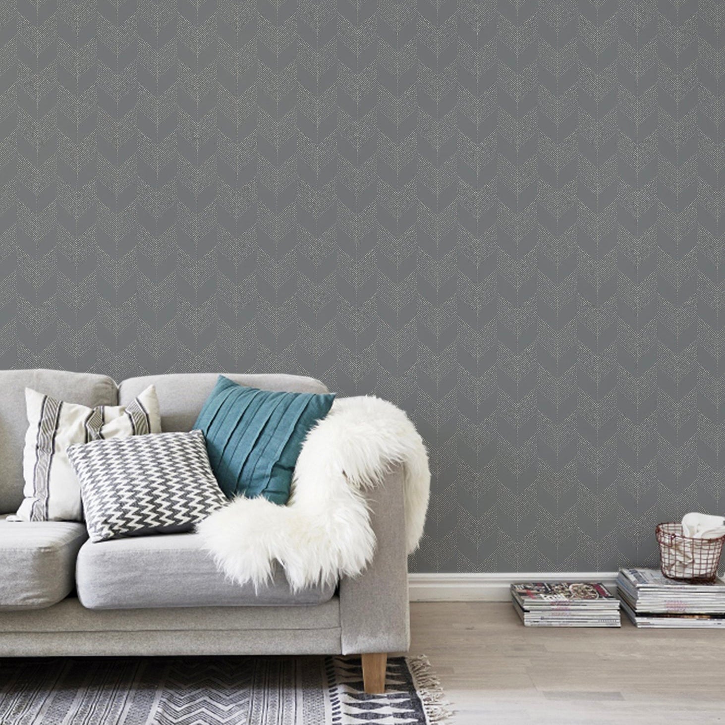 Mitchell Black Chevron Wallpaper