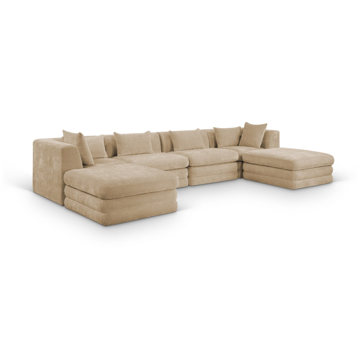 Stellar 152" Beige Chenille Fabric Upholstered 6Pc. Modular Sectional, primary product view