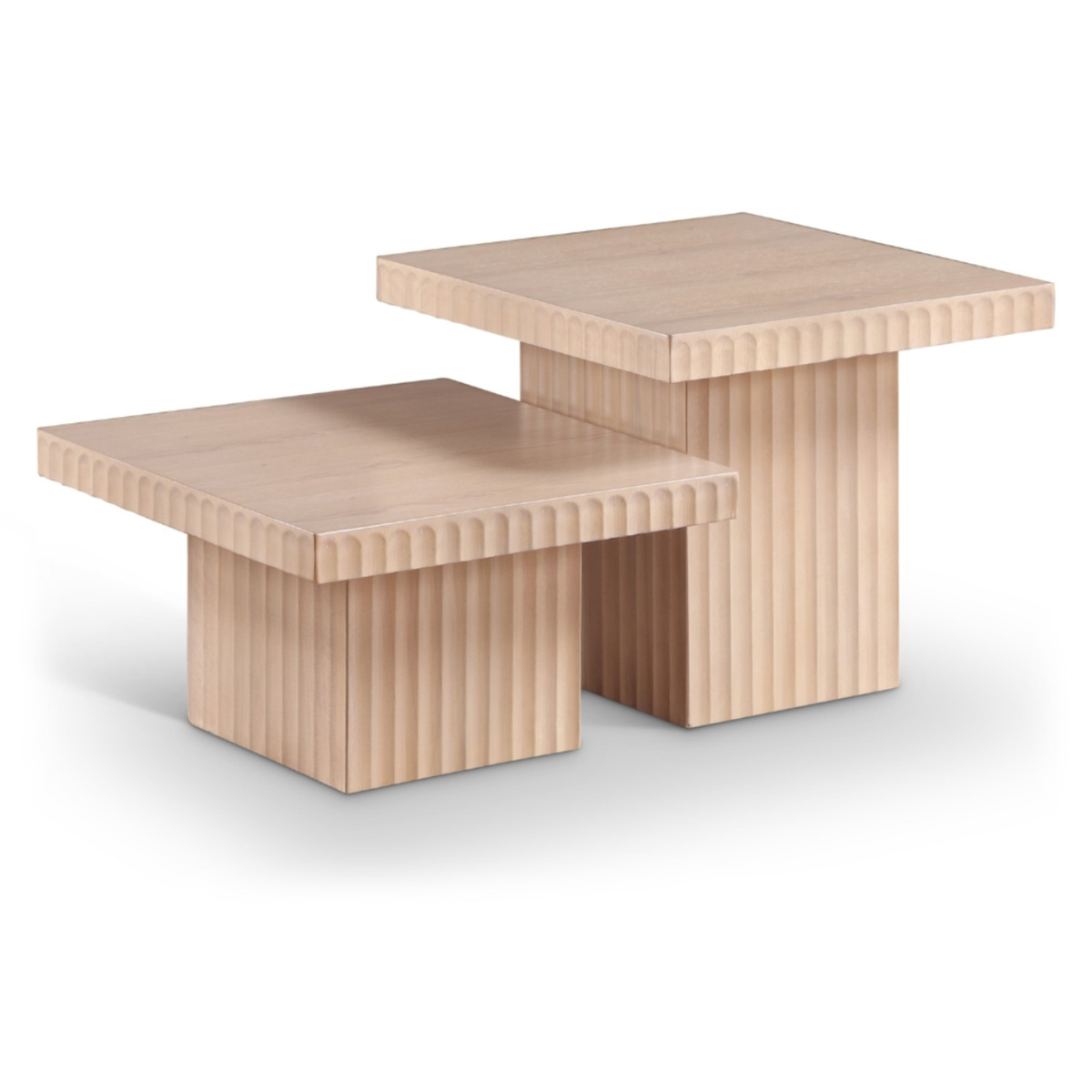 Spencer Natural Solid Wood And Oak Veneer 2 Piece Coffee Table