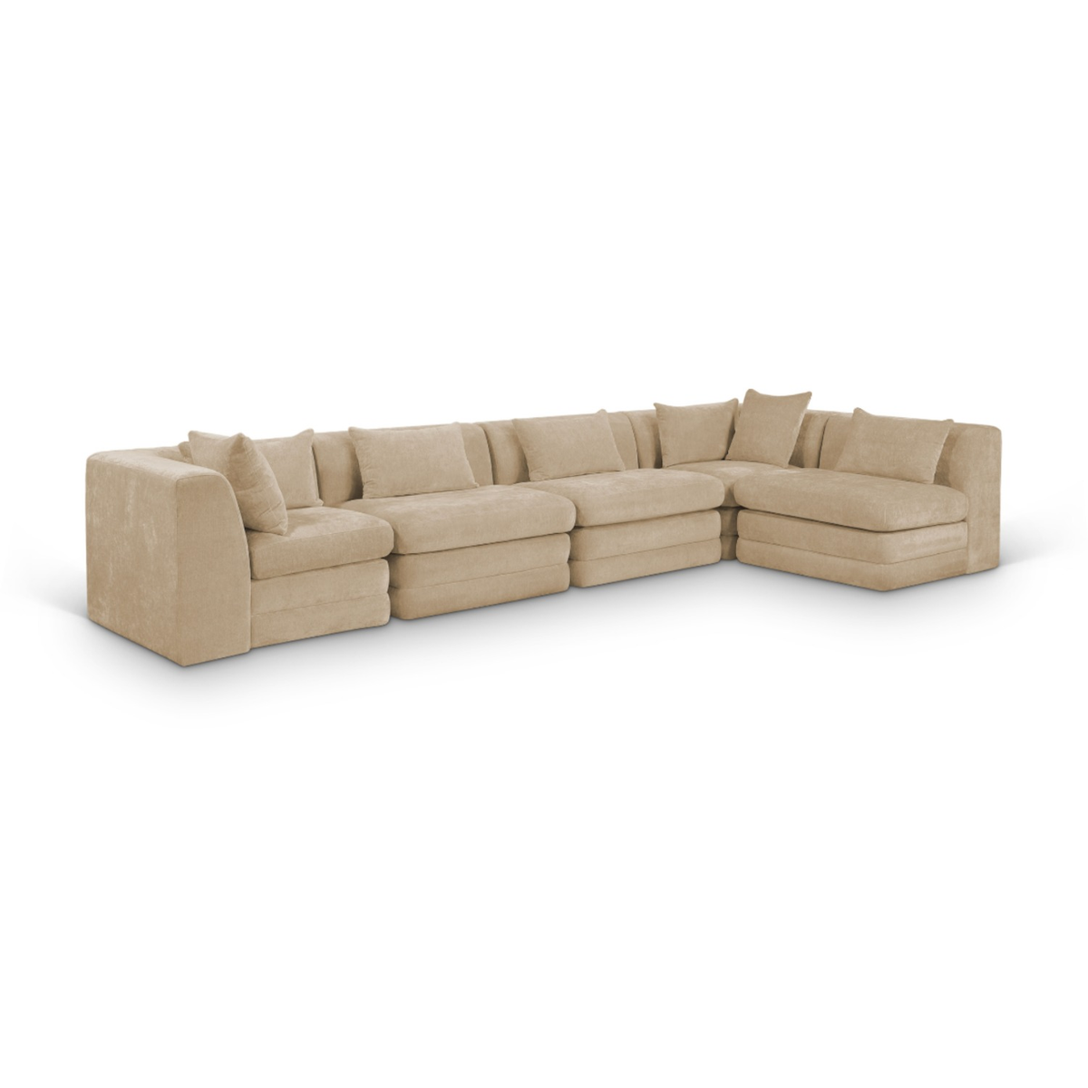 Stellar 152" Beige Chenille Fabric Upholstered 5Pc. Modular Sectional, primary product view