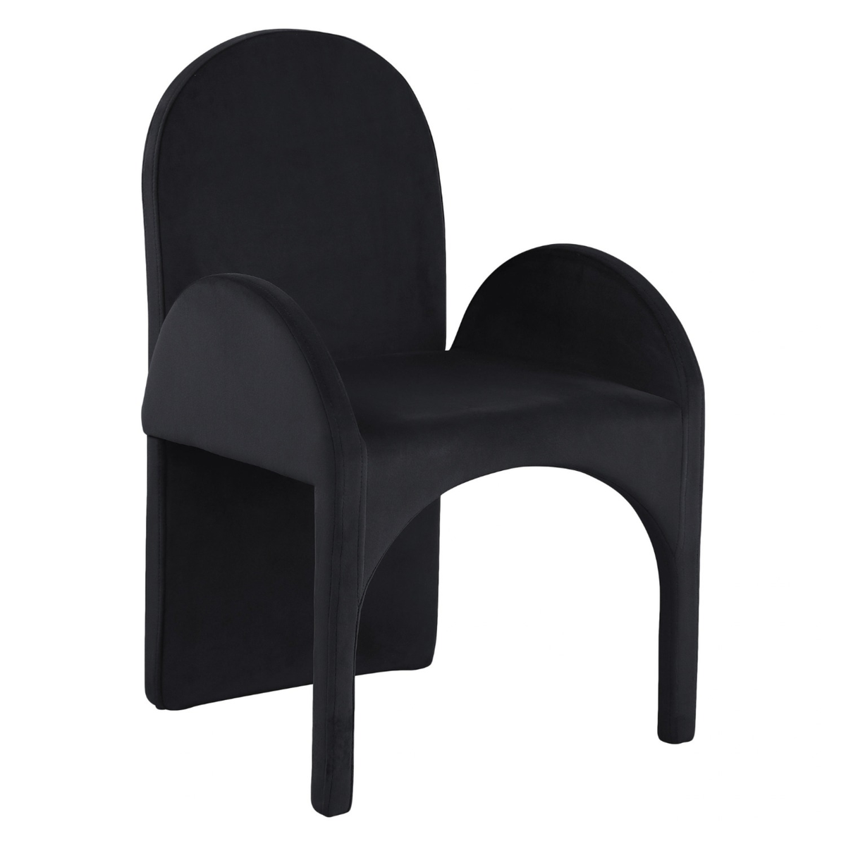 Summer Black Velvet Upholstered Dining Arm Chair Set of 2