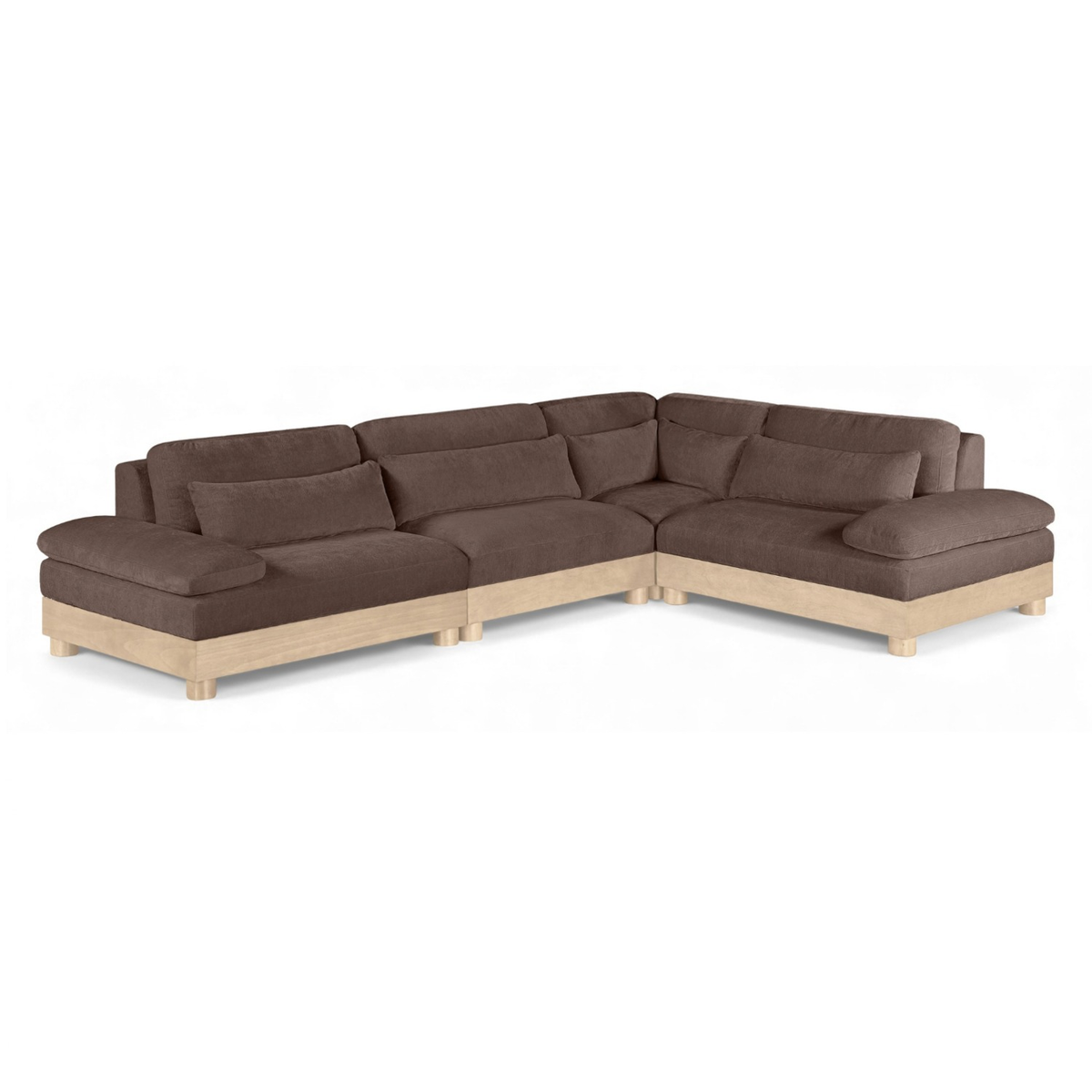 Turin 127.75in Brown Chenille Fabric Upholstered 4 Piece Modular Sectional Sofa