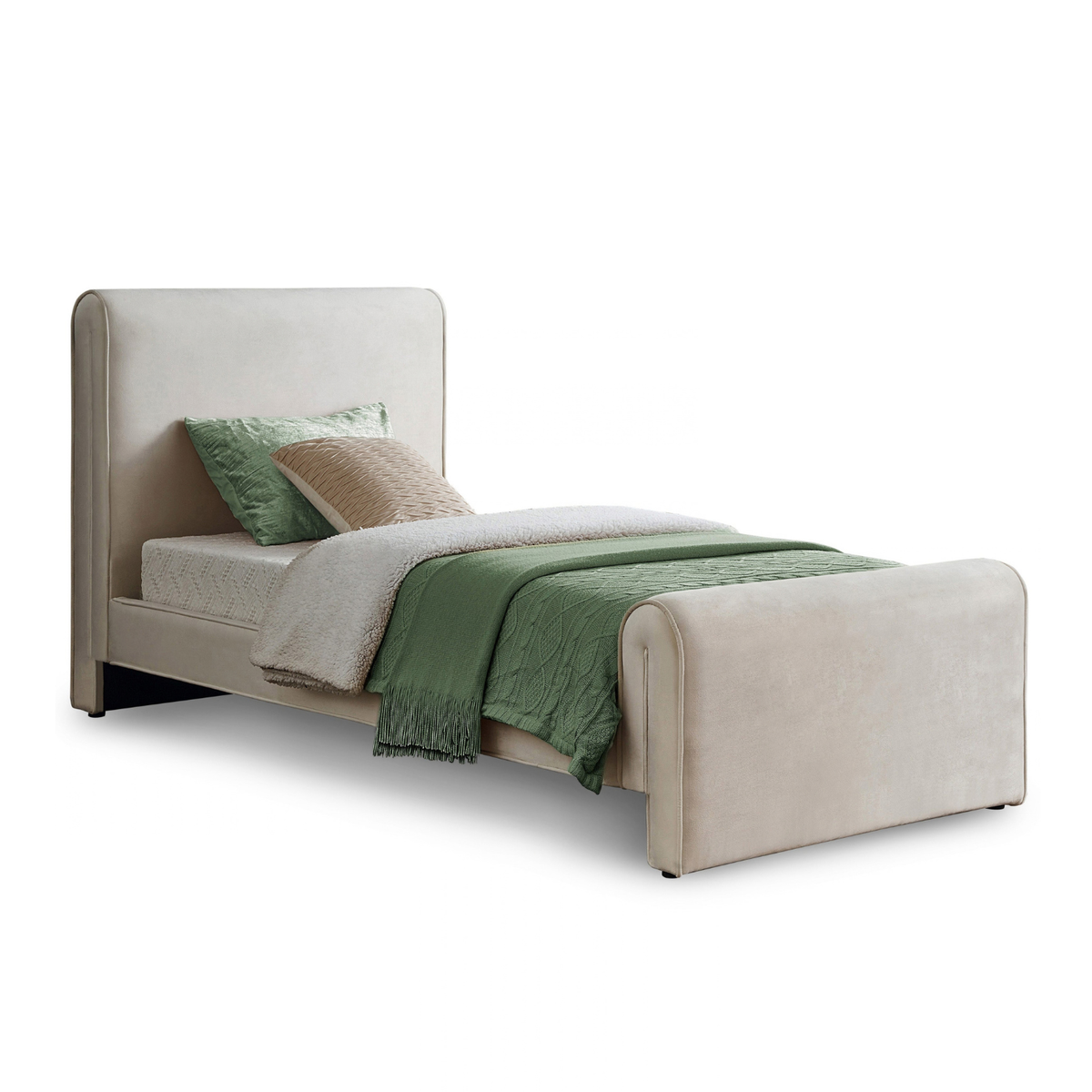 Sloan Cream Velvet Upholstered Bed